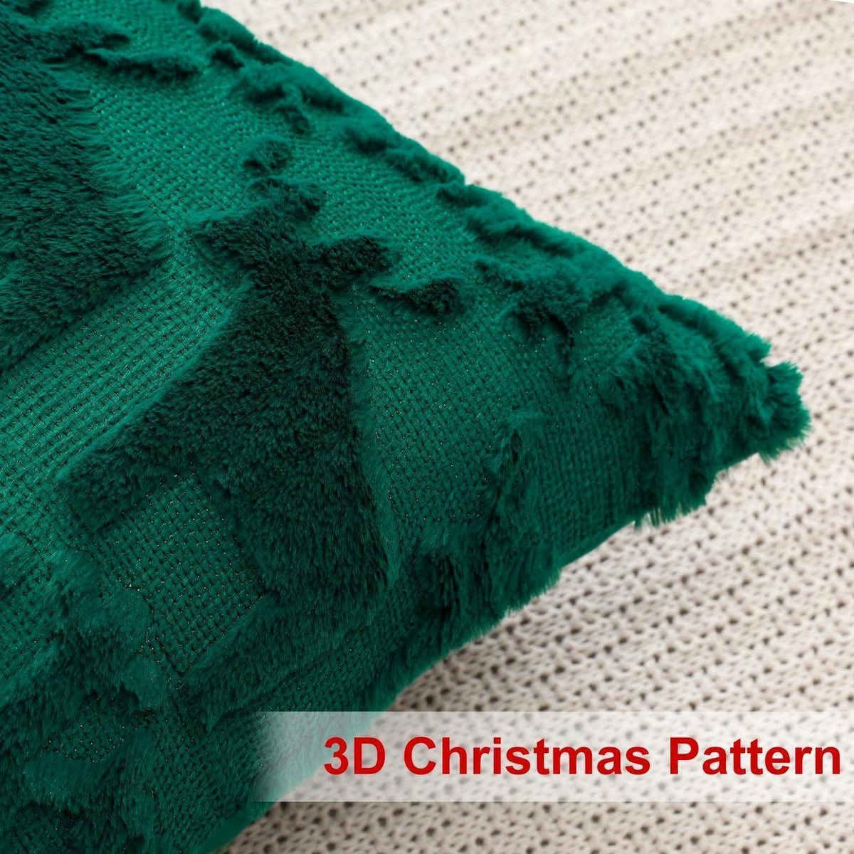 Weihnachtliche Kissenbezüge 50x50cm - 2er Set, Grün, Schneeflocken & Elch