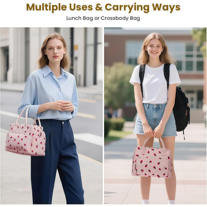 Isolierte Kühltasche Rosa-Erdbeere | Lunchbox für Arbeit & Picknick