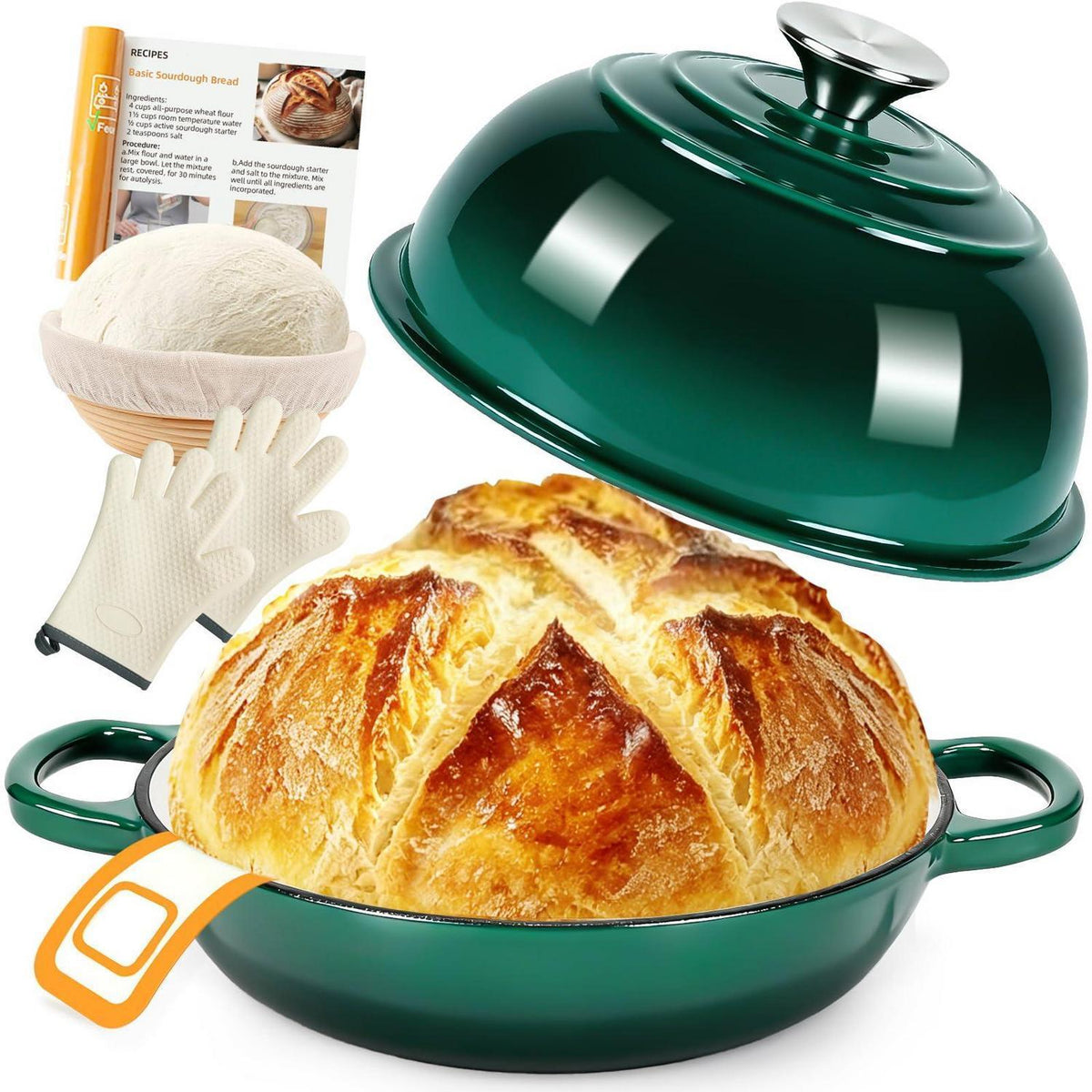 Gusseisen Dutch Oven Brotbacktopf 5,7L Grün