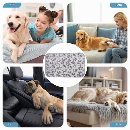 3x Kuscheldecke für Hunde & Katzen – 60x40cm, Pfotenmuster