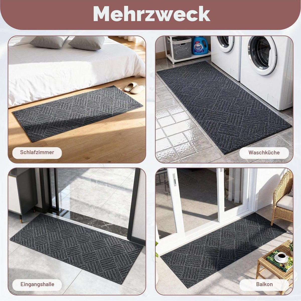 Fußmatte Grau 40x120cm - Rutschfest & Staubfangend