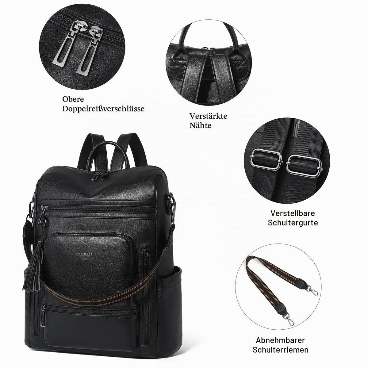 Rucksack Damen Laptopfach 15,6 Zoll Wasserdicht Business in Lederoptik