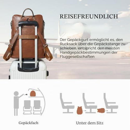 Rucksack Damen Laptopfach 15,6 Zoll Wasserdicht Business in Lederoptik