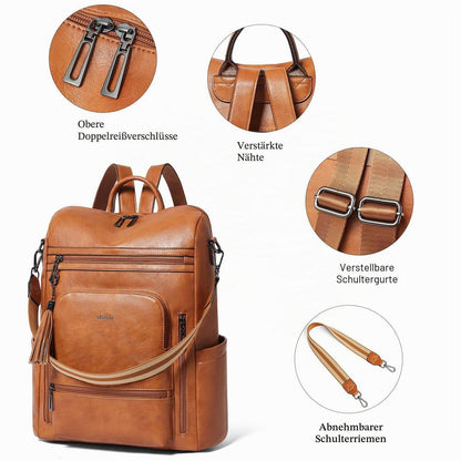 Rucksack Damen Laptopfach 15,6 Zoll Wasserdicht Business in Lederoptik