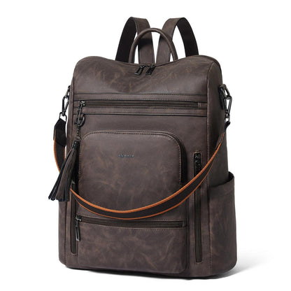 Rucksack Damen Laptopfach 15,6 Zoll Wasserdicht Business in Lederoptik
