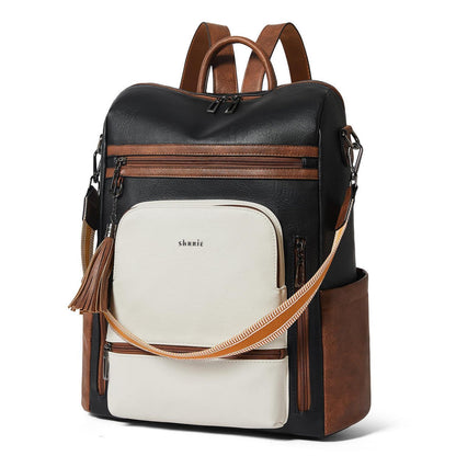 Rucksack Damen Laptopfach 15,6 Zoll Wasserdicht Business in Lederoptik
