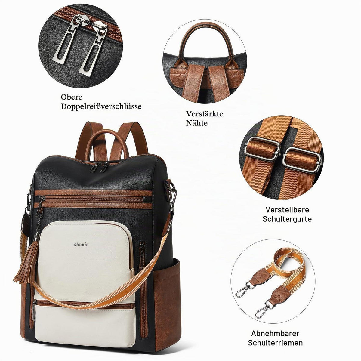 Rucksack Damen Laptopfach 15,6 Zoll Wasserdicht Business in Lederoptik