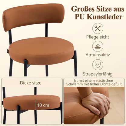 Barhocker Set 4er – Braun, 63,5cm Sitzhöhe in Lederoptik