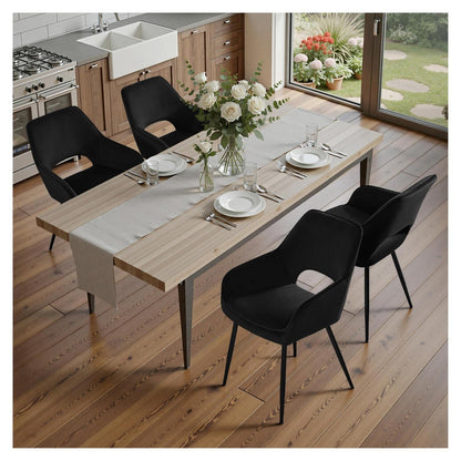 Esszimmerstühle Set 4er – Modern, Samt, Schwarz