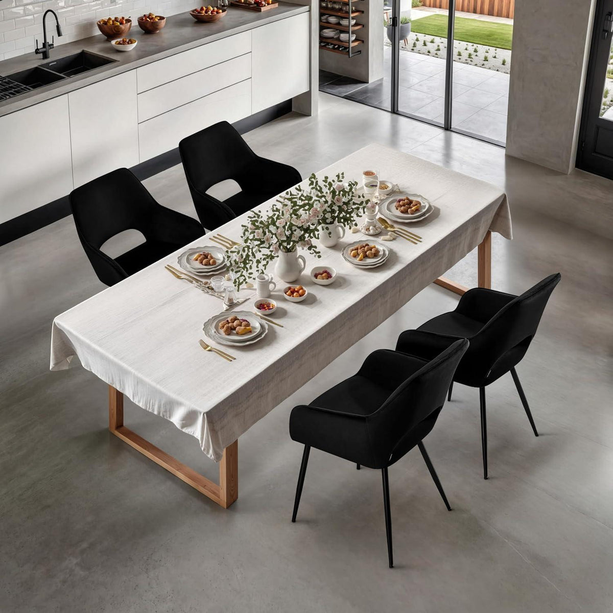 Esszimmerstühle Set 4er – Modern, Samt, Schwarz