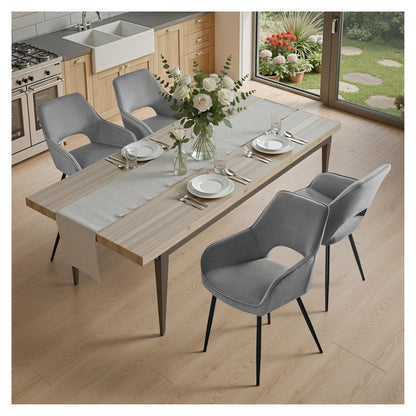 Moderner Esszimmerstuhl Set 4er – Samt, Grau