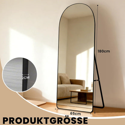 Ganzkörperspiegel 180x65cm Schwarz – Gehärtetes Glas, Modern