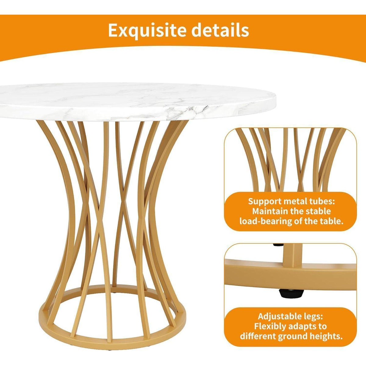 5-teiliges Esstisch Set Grau & Gold – Modernes Esszimmer mit Stühlen