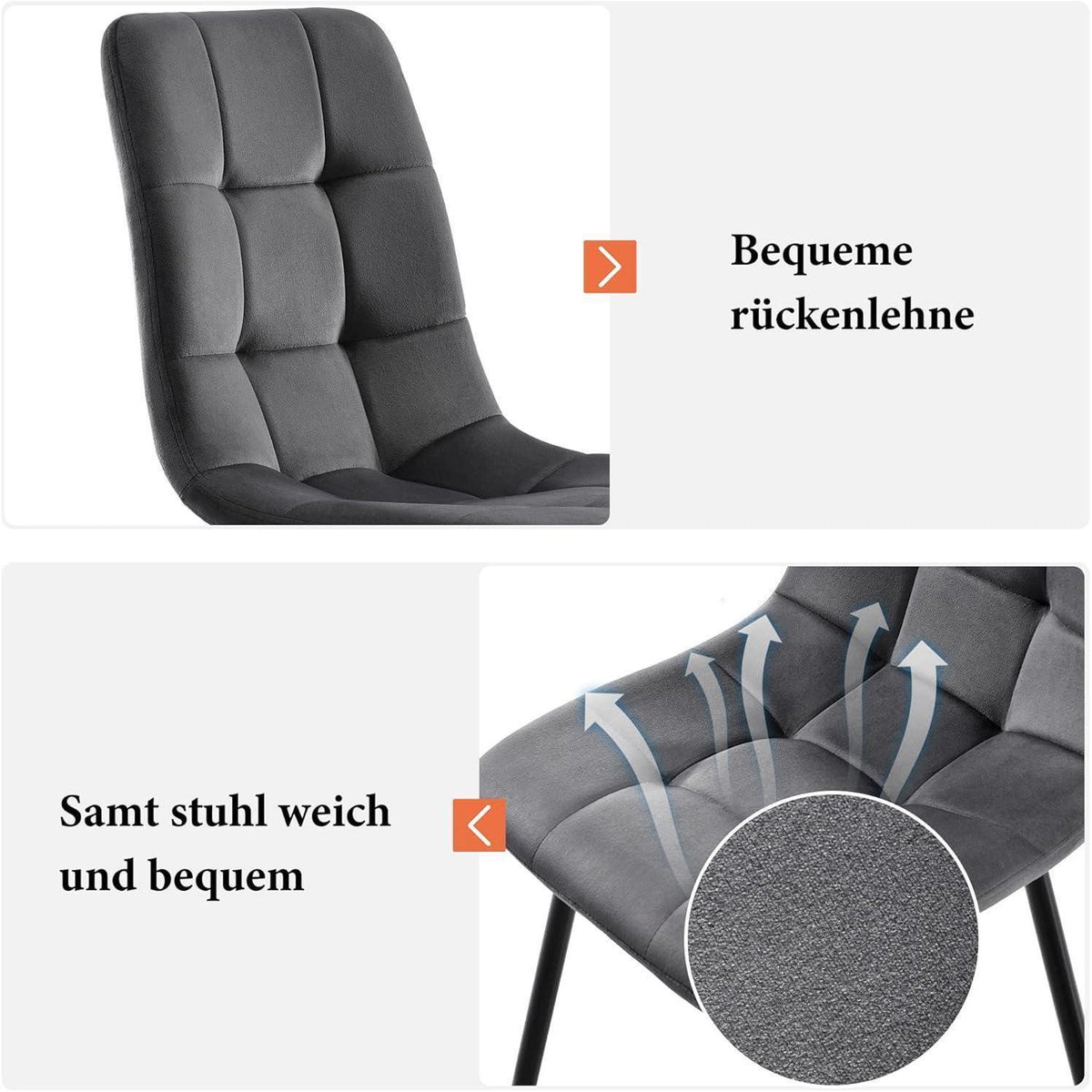 5-teiliges Esstisch Set Grau & Gold – Modernes Esszimmer mit Stühlen