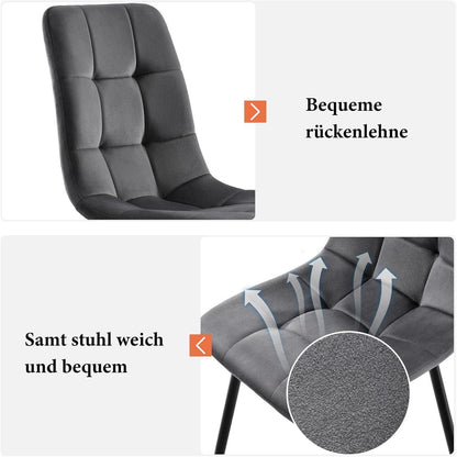 5-teiliges Esstisch Set Grau & Gold – Modernes Esszimmer mit Stühlen