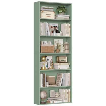 Holzregal mit 6 Fächern – Grün, 180 cm Bücherregal