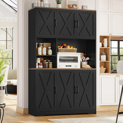 Küchenschrank 106x180 cm Schwarz | Buffetschrank mit 6 Türen