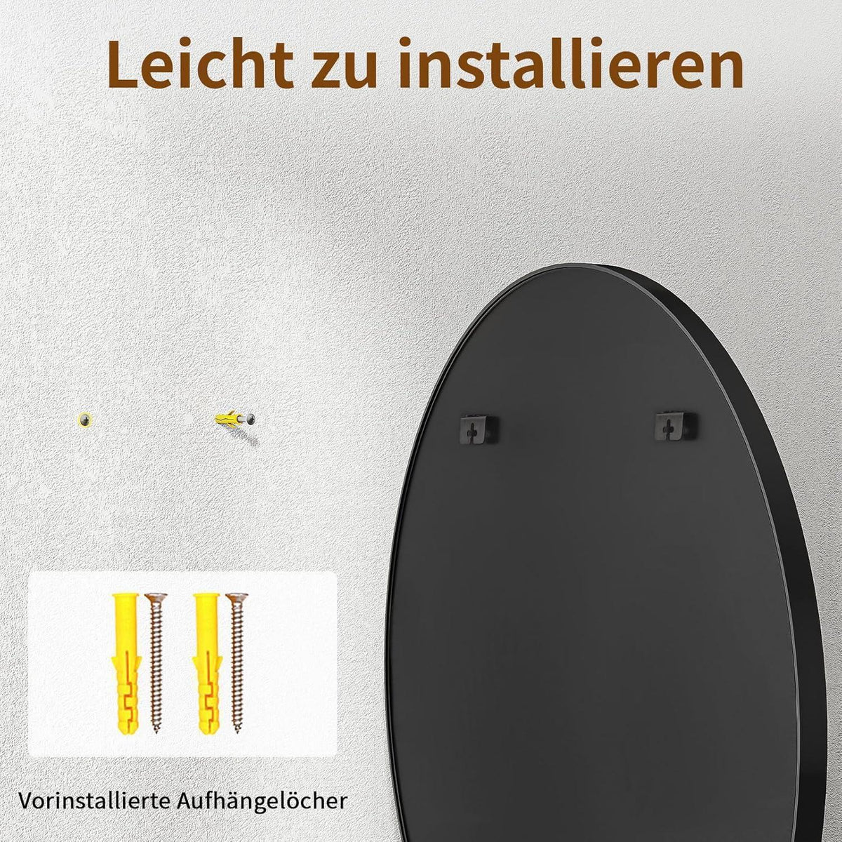 Runder Wandspiegel 80cm Schwarz – Bruchsicherer Badezimmer Spiegel