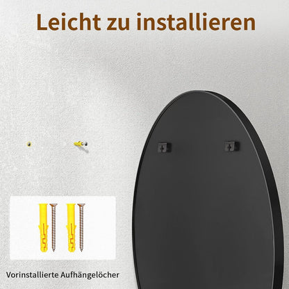 Runder Wandspiegel 80cm Schwarz – Bruchsicherer Badezimmer Spiegel