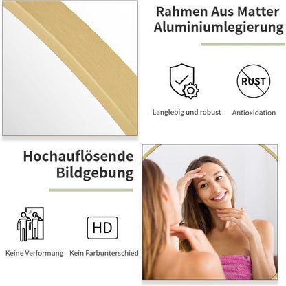 Runder Wandspiegel Gold 80cm – Bruchsicherer Badezimmer Spiegel