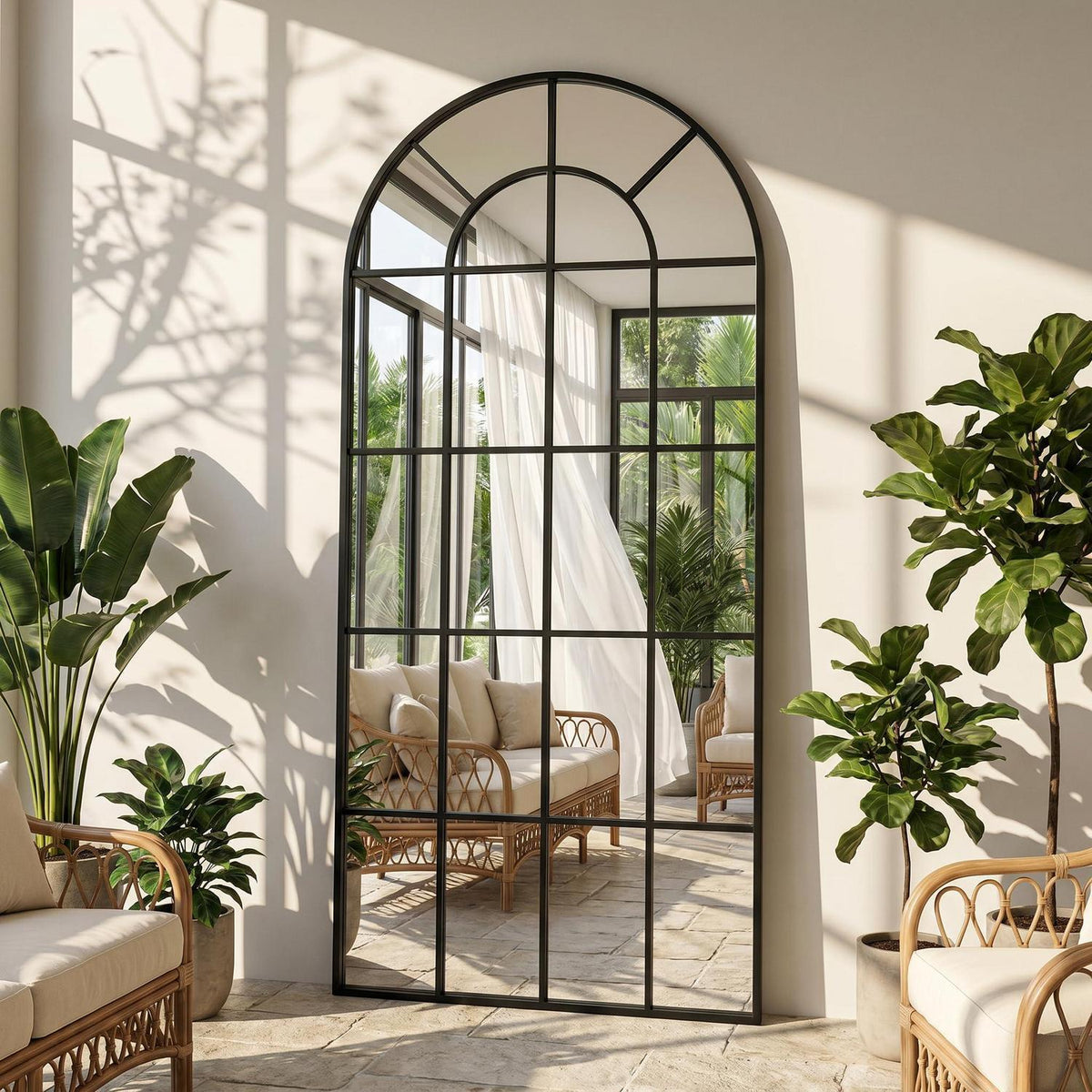 Großer Standspiegel 180x76cm | Dekorativer Ganzkörperspiegel Schwarz