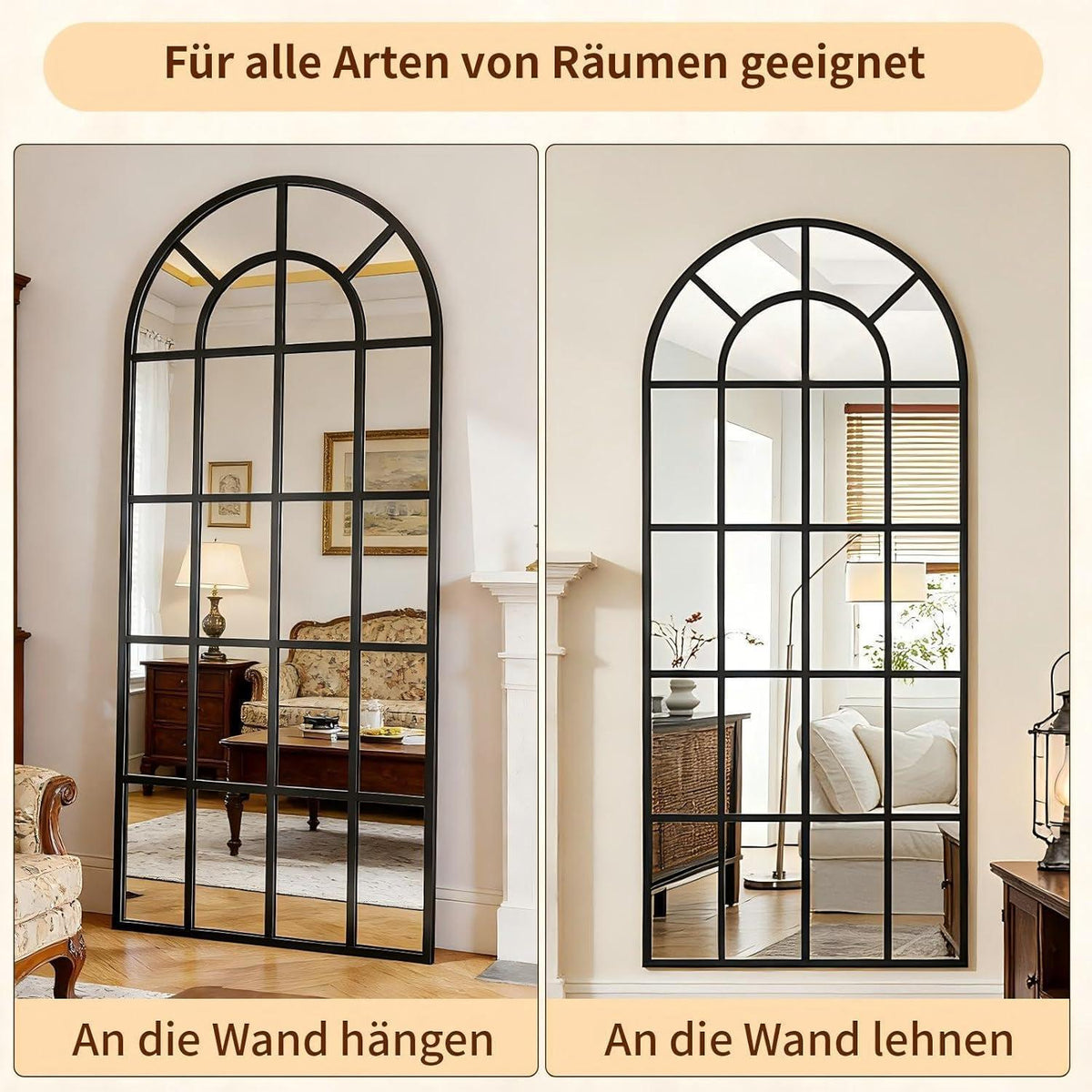 Großer Standspiegel mit Bogenform 165x60 cm – Wand & Boden