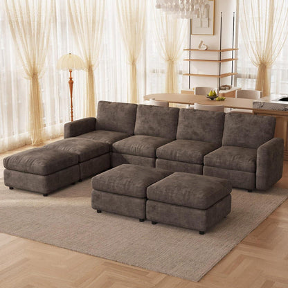 Modulares Ecksofa Braun mit Hocker & Stauraum