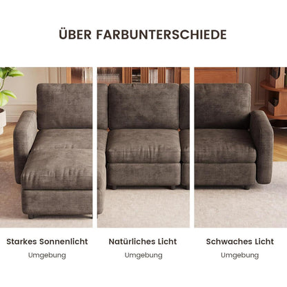 Modulares Ecksofa Braun mit Hocker & Stauraum