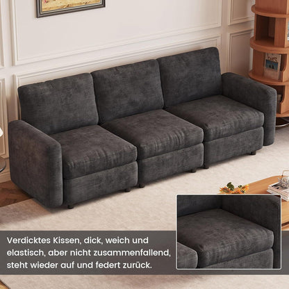 Modernes 4-Sitzer Sofa Grau – Bequeme Velours Couch
