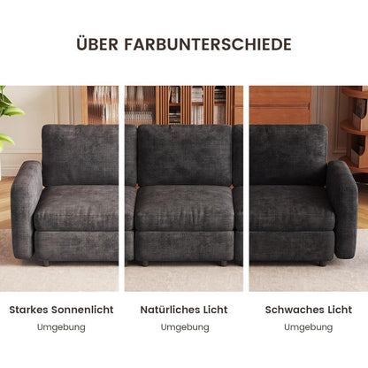 Graues 2-Sitzer Sofa aus Velours – Modernes Wohnzimmer Sofa