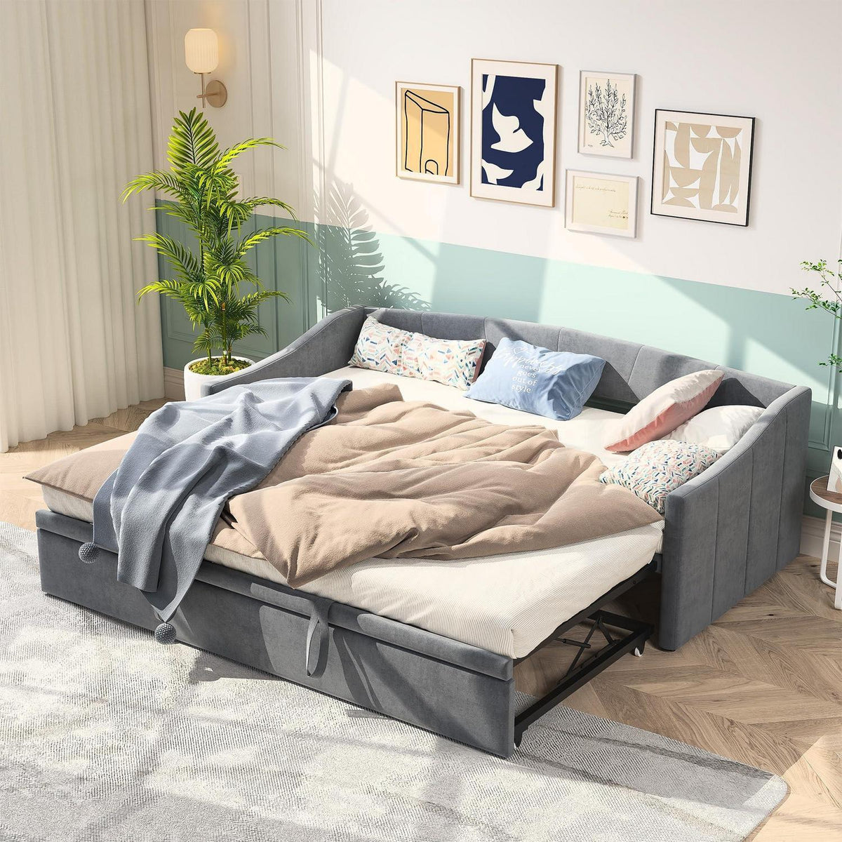 Schlafsofa 200cm – Ausziehbar, Schrankbett & Tagesbett Grau