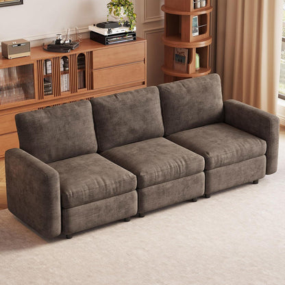 Modernes 3-Sitzer Sofa aus Velours in Braun