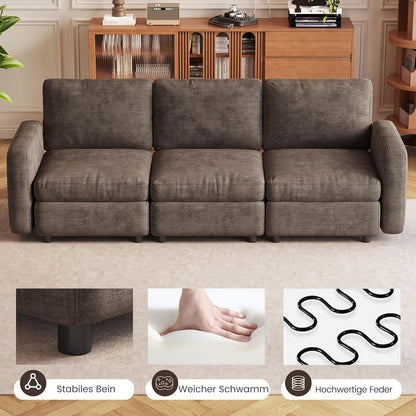 Modernes 3-Sitzer Sofa aus Velours in Braun