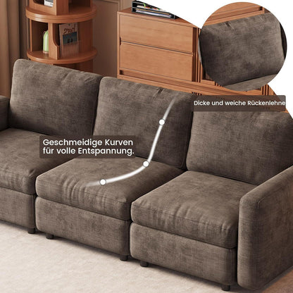 Modernes 3-Sitzer Sofa aus Velours in Braun