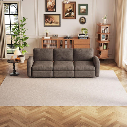 Modernes 3-Sitzer Sofa aus Velours in Braun