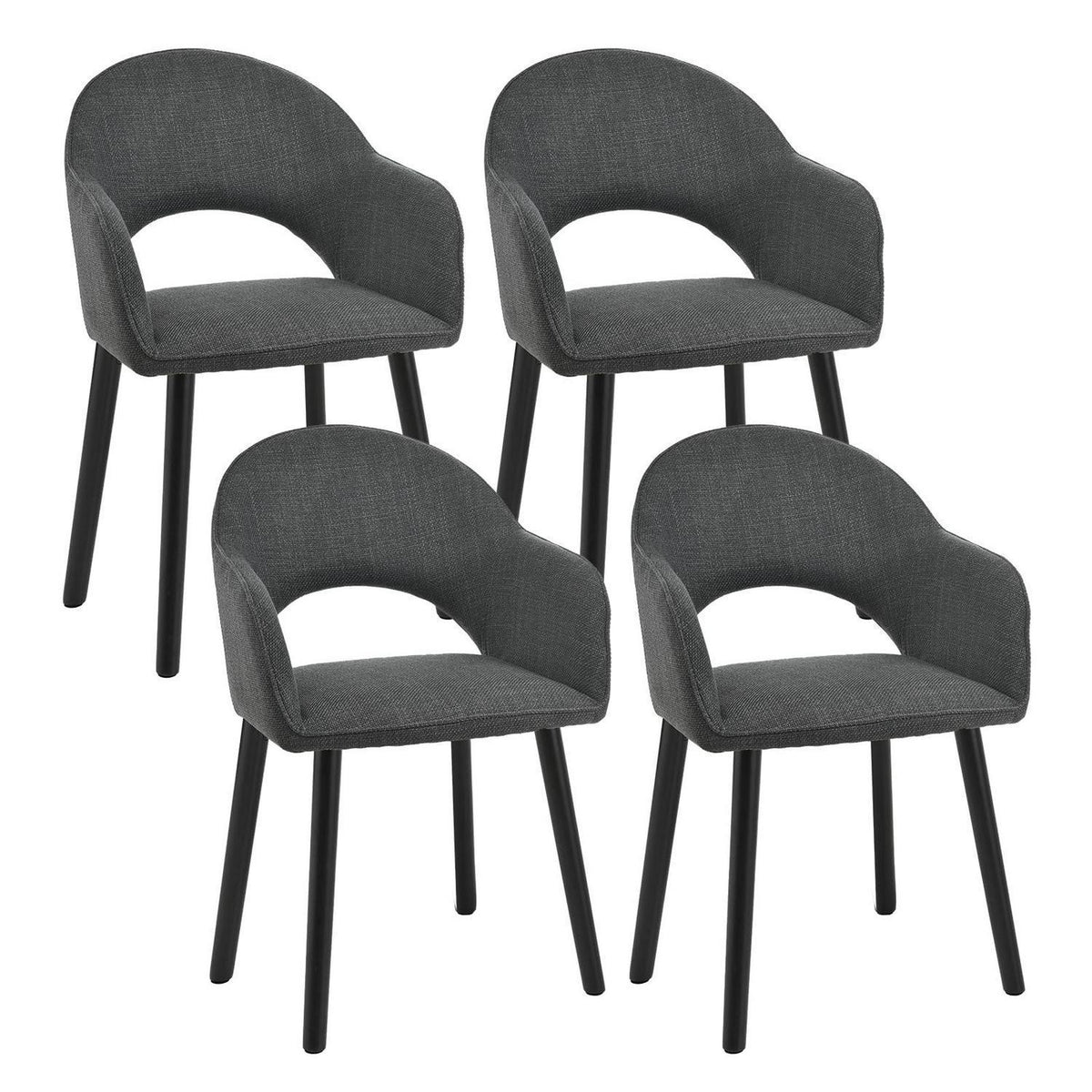 Esszimmerstühle Set 4er mit Armlehne Schwarzgrau Holzbeine