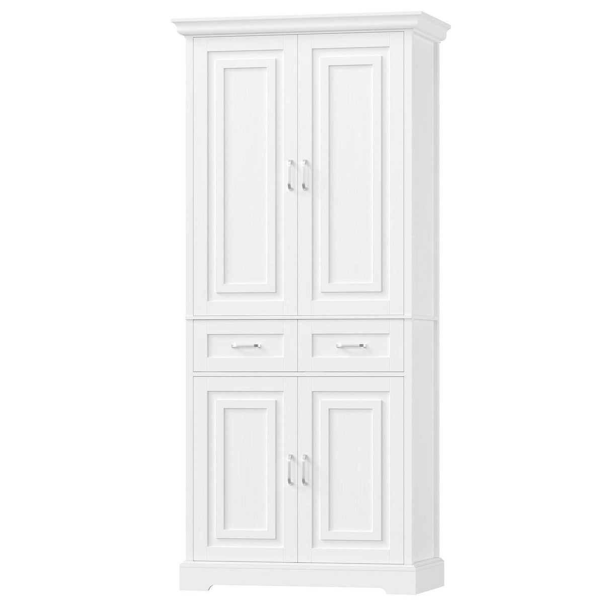 Hochschrank mit 4 Türen & Schublade – Weißes Küchenbuffet 180cm