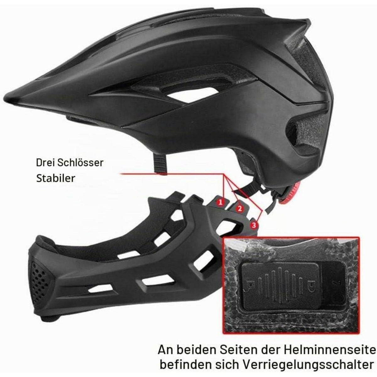 2-in-1 Kinderhelm mit Kinnschutz – Fahrrad, BMX, Skateboard (5-10 Jahre)