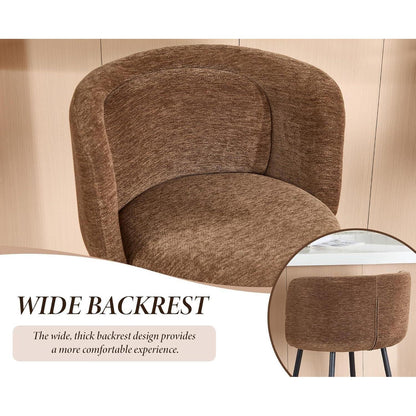 Barhocker Set 4er – Chenille, Braun, Moderne Optik