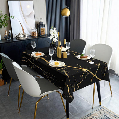 Leinenoptik Tischdecke Schwarz 80x80 cm – Abwaschbar & Modern