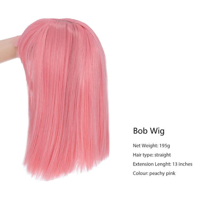 Rosa Bob Perücke mit Pony – 13 Zoll Synthetik