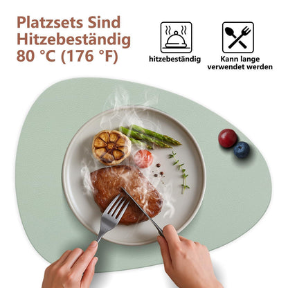 Tischsets 6er Set Abwaschbar – Lederoptik Salbeigrün & Cremebeige