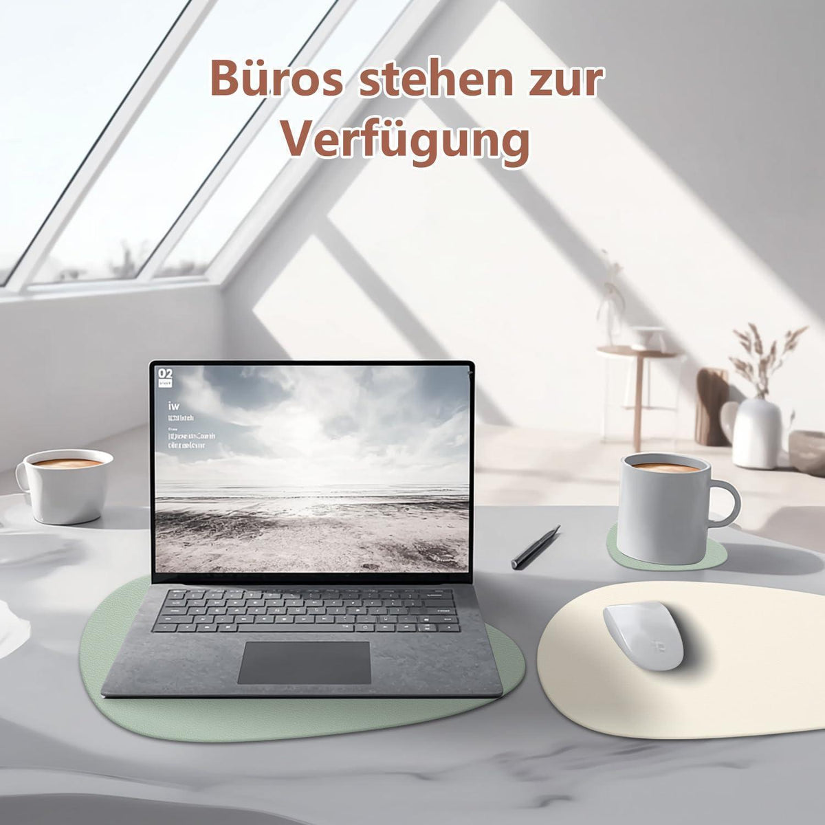 Tischsets 6er Set Abwaschbar – Lederoptik Salbeigrün & Cremebeige