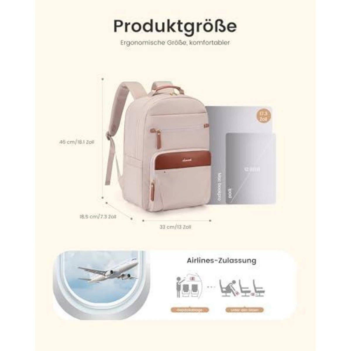 Laptop Rucksack Damen Wasserdicht 17 Zoll – Elegant & Praktisch