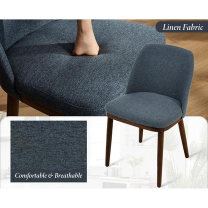 Esszimmerstühle Set 2 Blau – Gepolsterte Küchenstühle Holzbeine