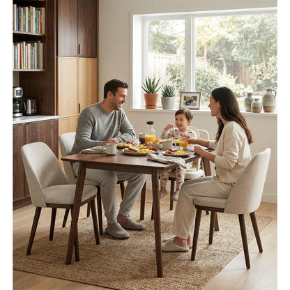 Esszimmerstühle 2er Set, Beige Polsterstuhl mit Holzbeinen