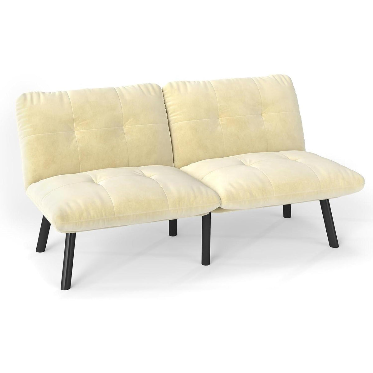 Modernes 2-Sitzer Schlafsofa mit Velvet-Bezug (Sahne)