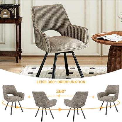 Drehbarer Esszimmerstuhl Set Taupe – Samt, 360° & Komfort