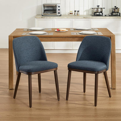 Esszimmerstühle 2er Set Blau – Polsterstuhl mit Holzbeinen