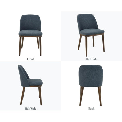 Esszimmerstühle 2er Set Blau – Polsterstuhl mit Holzbeinen